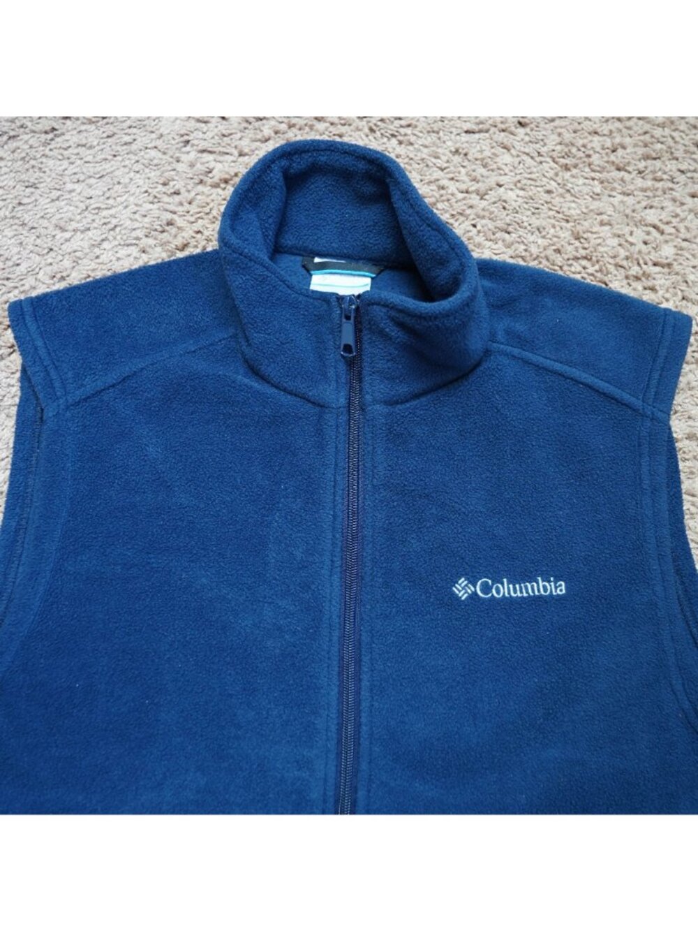 Columbia Fleece Vest Mens L Blue Full Zip Pockets Lightweight Outdoor Hiking - Picture 3 of 10